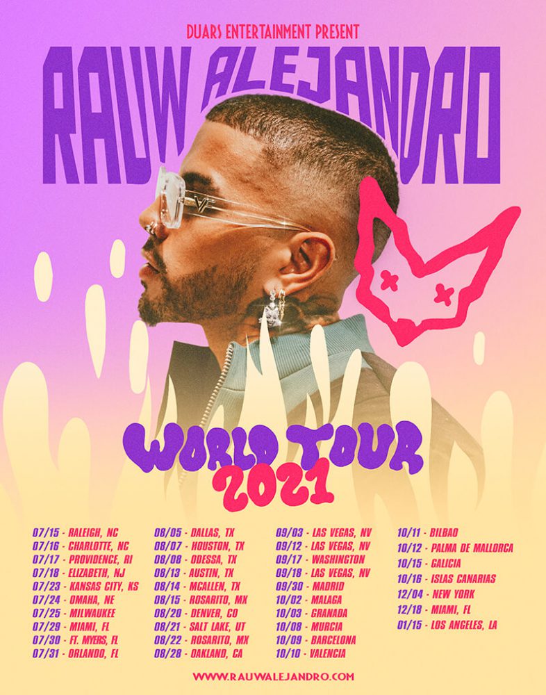 🥇 Rauw Alejandro anuncia las fechas de su gira 'Rauw Alejandro Tour 2021'